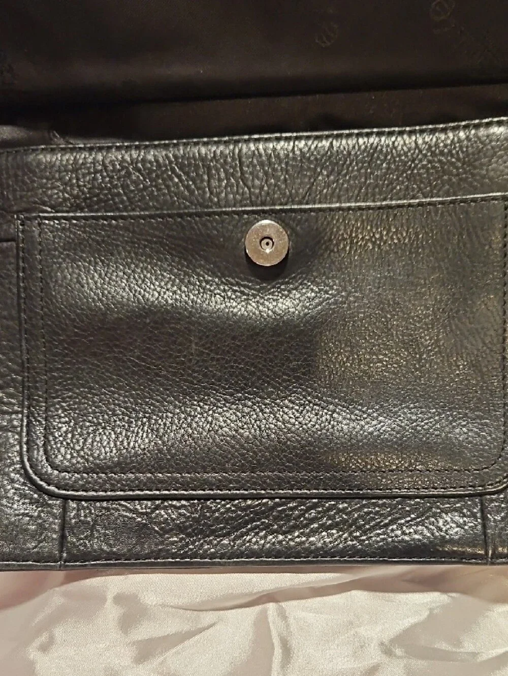 Vintage Fossil Black Pebbled Leather Crossbody Organizer Bag 8